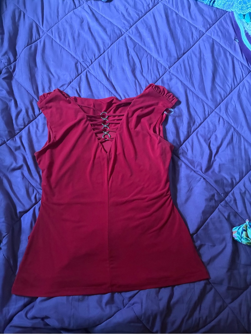 A. Byer Red Lace-Up V-Neck Tank Top